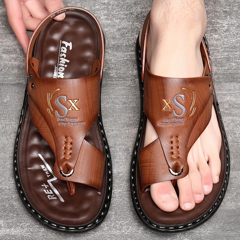 Flip Flop Leather Men - Męskie skórzane klapki sandały nowe letnie