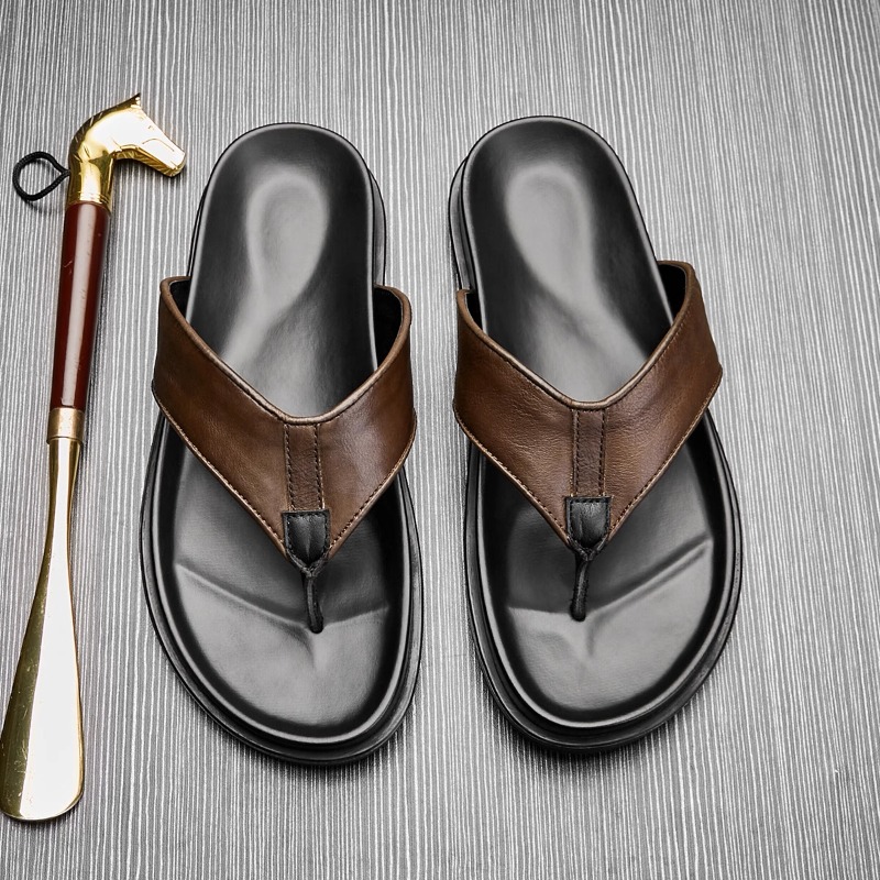 Flip Flop Leather Men - Męskie skórzane klapki na lato 2026,