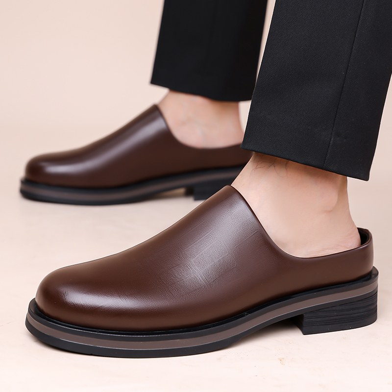 Męskie wsuwane półbuty, gruba  – Flip Flop Leather Men recenzja i cena